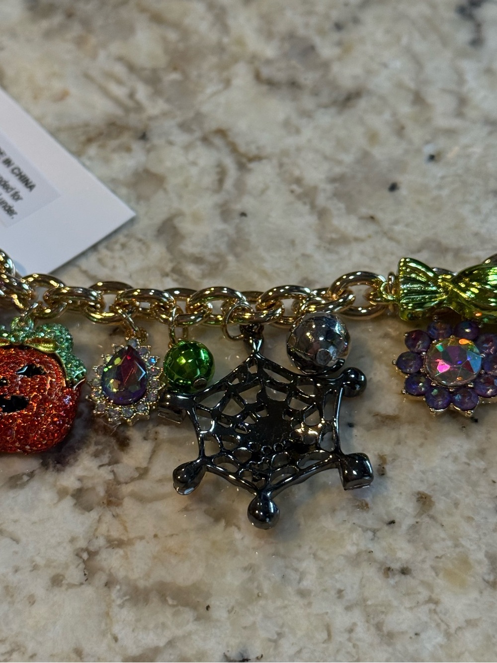 NEW Betsey Johnson Halloween CHARM BRACELET (Spider, Pumpkin, Spiderweb, Candy) - Picture 7 of 11